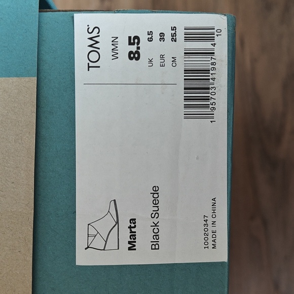 NIB Toms Black Suede Marta Wedges - Picture 7 of 7